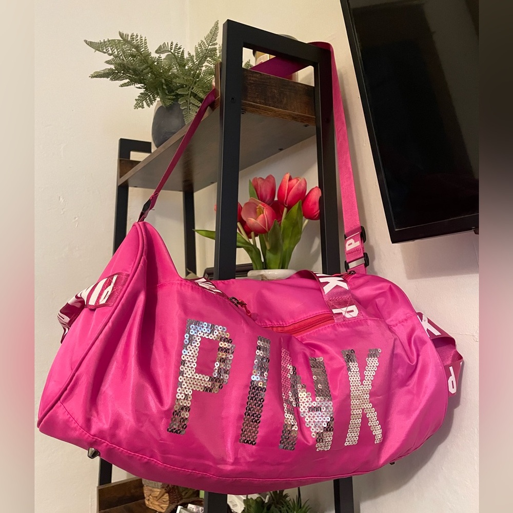 PINK Brand Classic Round Travel Duffel Bag with Sporty Design